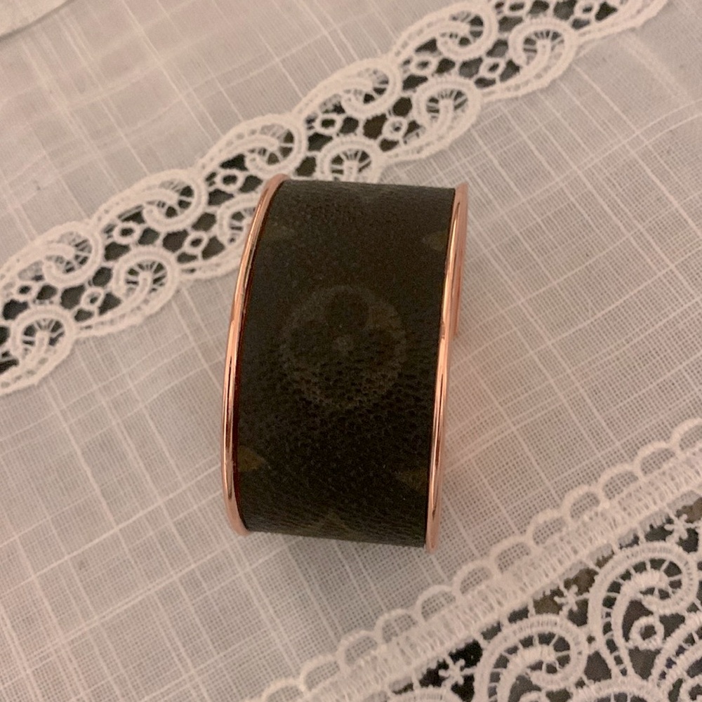 Repurposed Louis Vuitton Cuff Bracelet Rose Gold plated